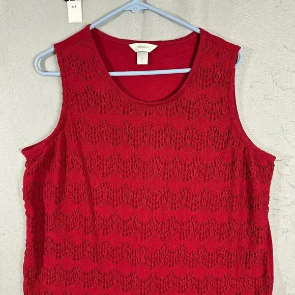 CJ Banks Womens Vest Sleeveless Lace Outer Blouse Red Pullover Plus Size 2X - Picture 4 of 14